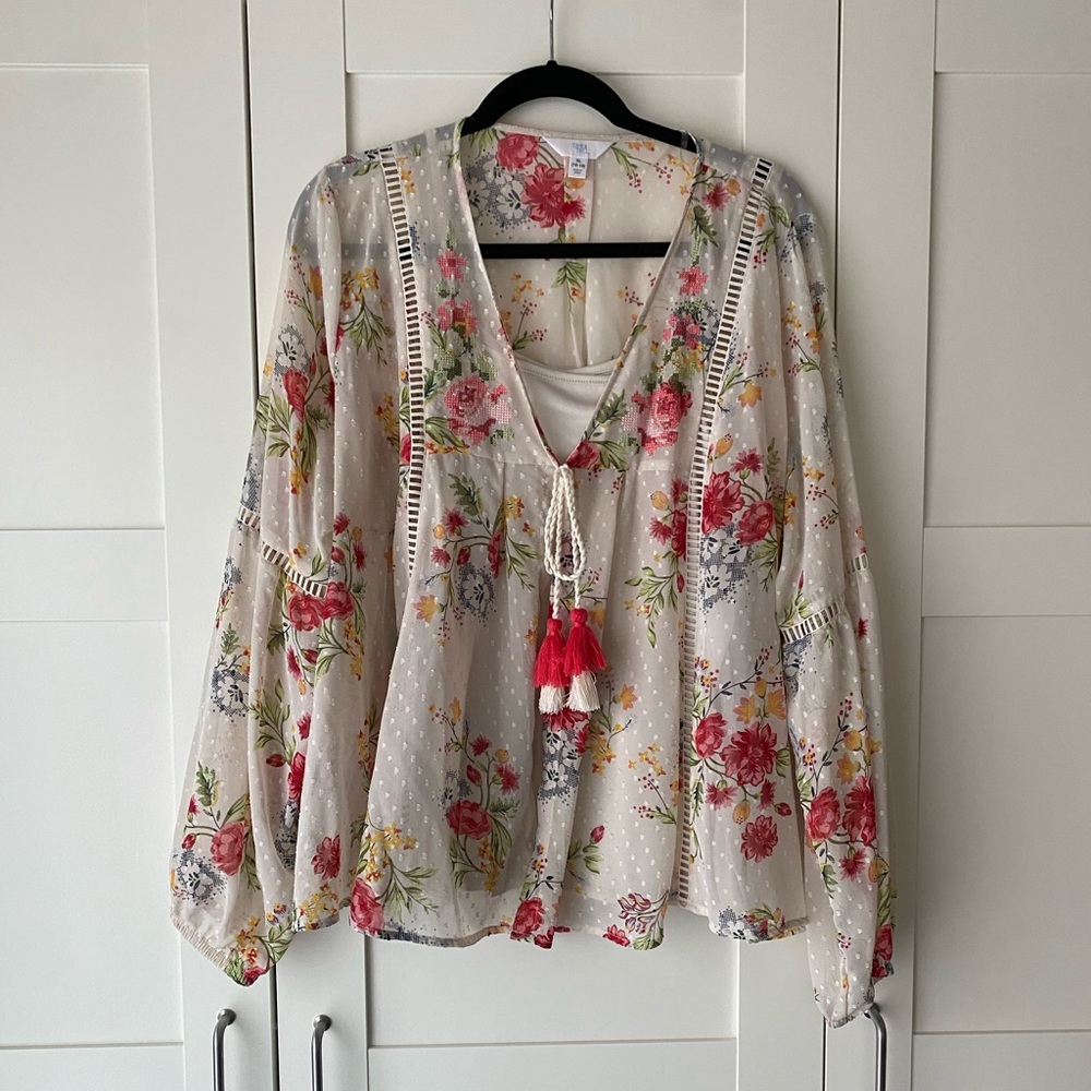 Time and Tru Tassel Tie Blouse
